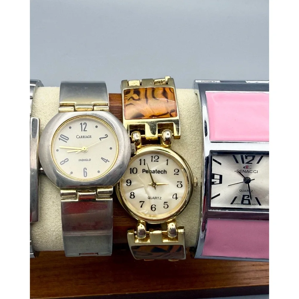 Lot of 5 Women's Working Quartz Watches Dennaci Carriage Zylos Penatech